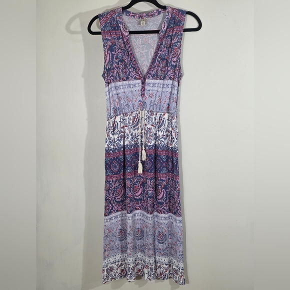 Lucky Brand Purple Maxi Dress with Tie Front - Picture 1 of 8